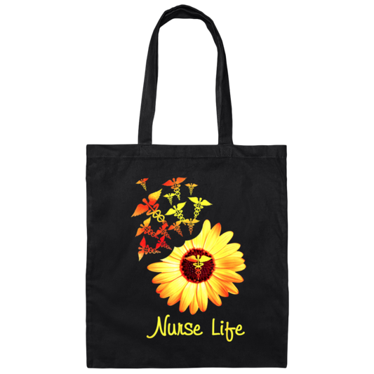 Nurse Gift, Nurse Life Sunflower, Cute Nurse Gift, Love My Nurse Life Canvas Tote Bag
