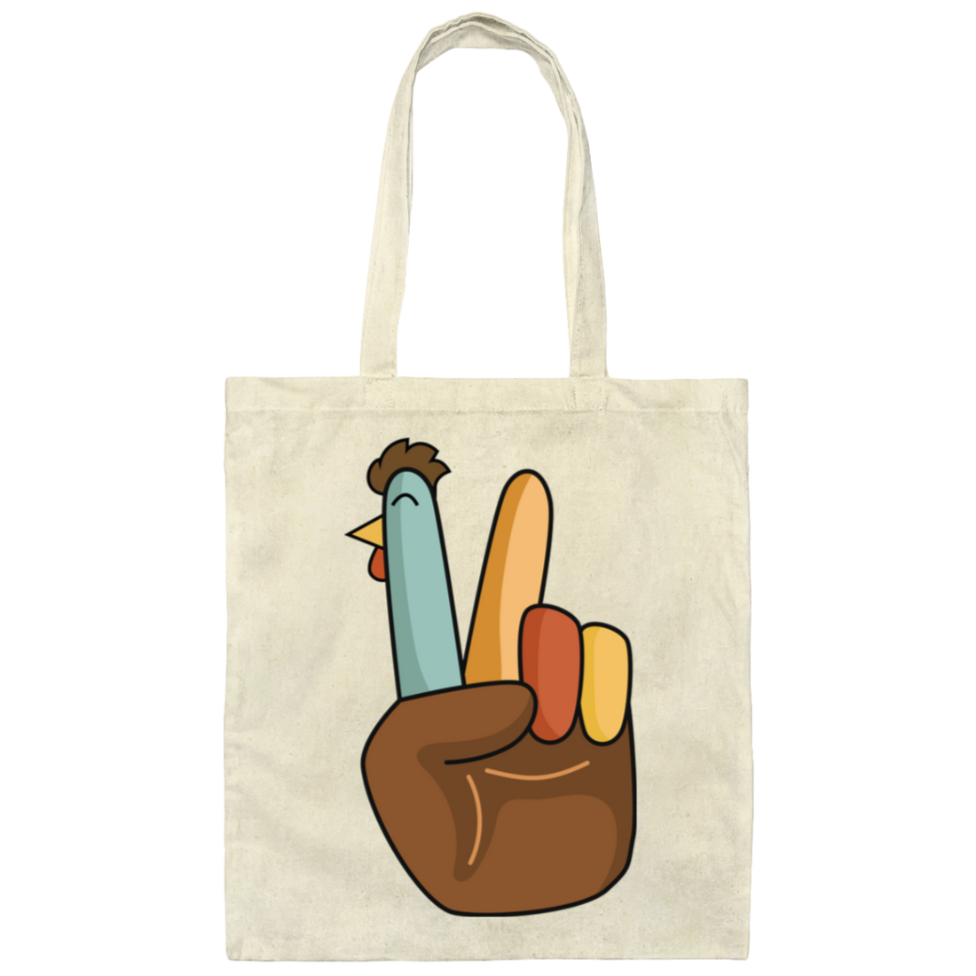 Hi Fall, Thanksgiving's Day, Peace Sign, Peace Sign Turkey, Funny Turkey, Turkey's Day Canvas Tote Bag
