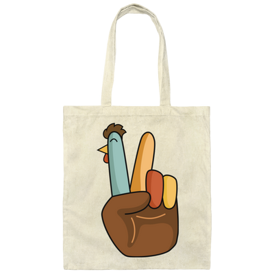Hi Fall, Thanksgiving's Day, Peace Sign, Peace Sign Turkey, Funny Turkey, Turkey's Day Canvas Tote Bag