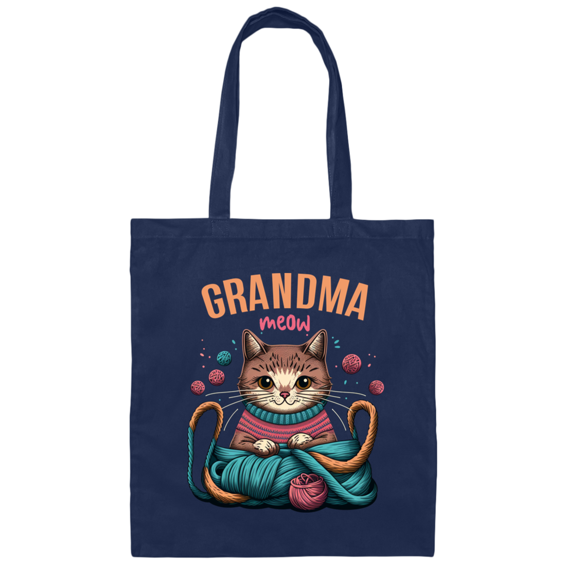 Knitting Grandma, Grandmeow, Love Cat, Love Knit, Gift For Grandma Canvas Tote Bag