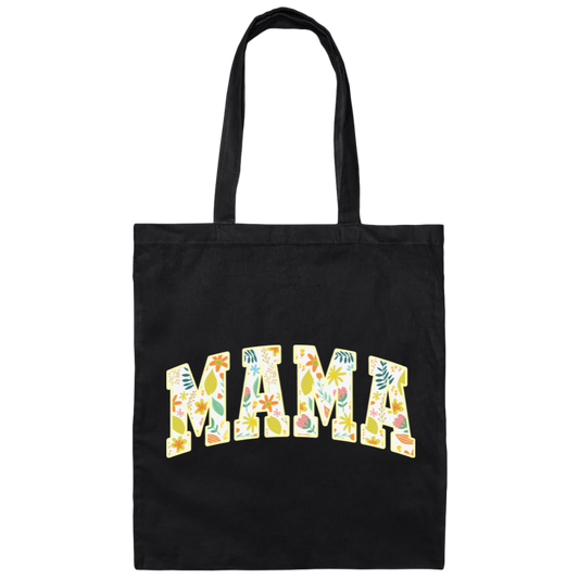 Mama Gift, Floral Mama, Mama Varsity, Mama Design, Mother's Day-yellow Canvas Tote Bag