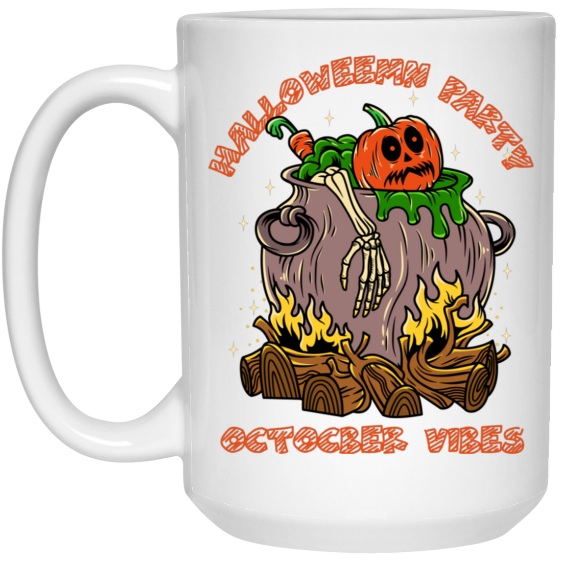 October Vibes, Halloween Party, Horror Party, Horror Pumpkin White Mug