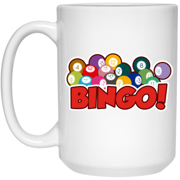 Love Bingo Balls, Bingo Ticket, Bingo Lottery, Love Bingo White Mug