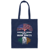 Love Patrick Day American Grown With Irish Roots American Flag Canvas Tote Bag