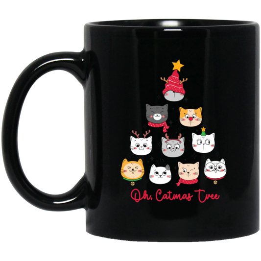 Catmas Tree, Merry Catmas, Cute Cat, Merry Christmas, Trendy Christmas Black Mug