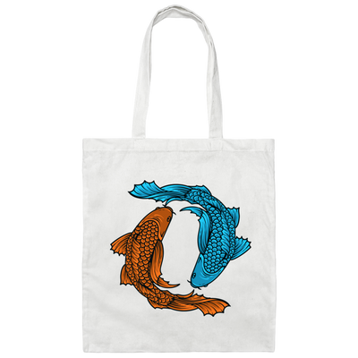 Koi Fish, Two Fishes Together, Good Luck, Prosperity, Perseverance Canvas Tote Bag