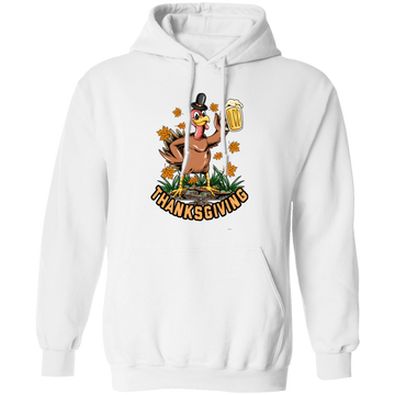 Turkey With Beer, Thanksgiving's Day, Thankful With Beer Pullover Hoodie