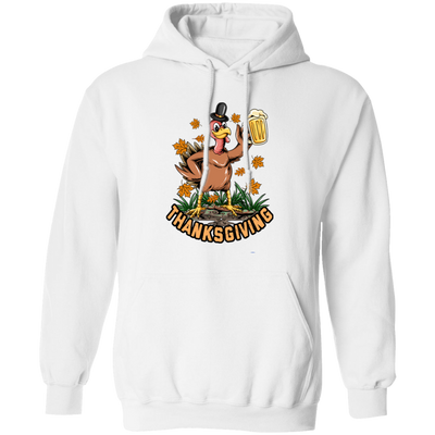 Turkey With Beer, Thanksgiving's Day, Thankful With Beer Pullover Hoodie