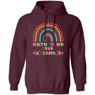 Math Is No Prob-Llama, No Problem, Retro Rainbow Pullover Hoodie