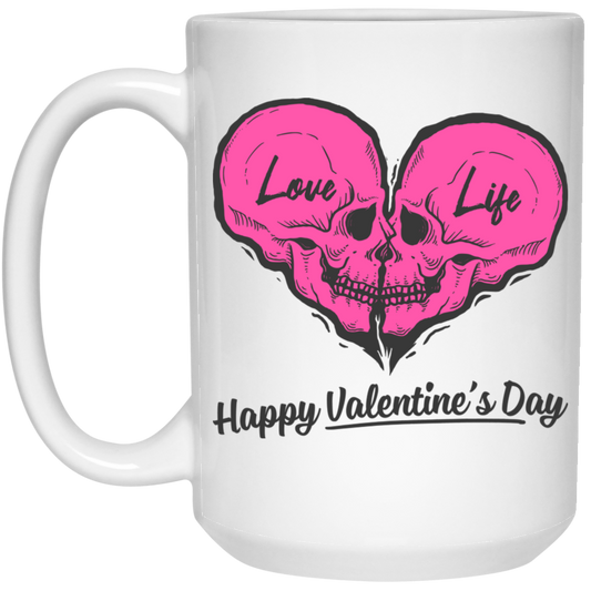 Love Life, Happy Valentine's Day, Skull In Heart Shape, Valentine's Day, Trendy Valentine White Mug