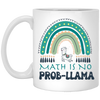 Math Is No Prob-Llama, Green Rainbow, Cute Llama White Mug