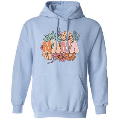 Mama Flowers Gift, Retro Flower, Vintage Flower For Mother's Day Pullover Hoodie