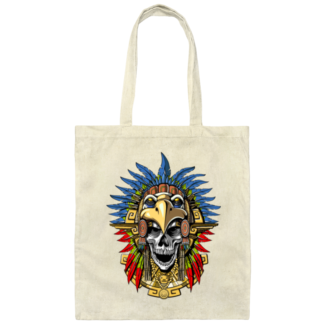 Aztec Skull, Eagle Warrior Mask Native, Mexican Love Gift, Best Warrior Canvas Tote Bag