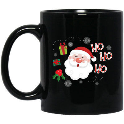 Cute Santa Claus, Ho Ho Ho Santa, Love Funny Santa, Merry Christmas, Trendy Christmas Black Mug