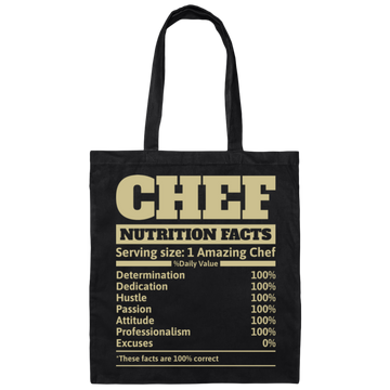 Chef Nutrition Facts, Serving Size For 1 Amazing Chef Canvas Tote Bag
