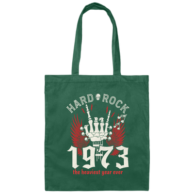 Hard Rock Lover Gift, 1973 The Heaviest Year Ever, Rock Guitar Lover Canvas Tote Bag