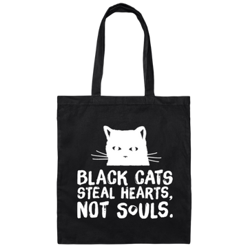 Black Cats Steal Hearts, Not Souls, Love Cute Cat, Best Cat Gift Canvas Tote Bag