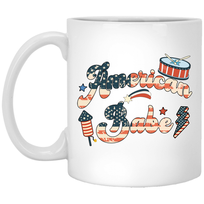 American Babe, Drummer, Firework, American Holiday White Mug