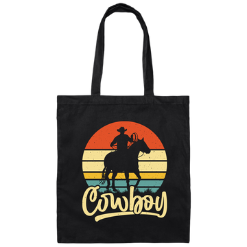 Retro Cowboy, Cowboy Design, Cowboy Vibes, Vintage Cowboy Canvas Tote Bag