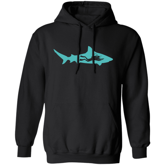 Diving Gift, Diving Silhouette, Shark Lover, Diver Gift Pullover Hoodie