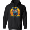 1989 Birthday Gift, Cat Lover Gift, Awesome Since 1989, Retro Cat Gift Pullover Hoodie