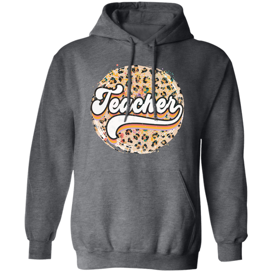 Teacher, Leopard Teacher, Baseball, Leopard Baseball Pullover Hoodie