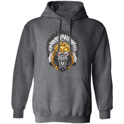 Gorilla Wearing Aztec Headdress, Scare Of Giant Gorilla, Aztec Headdress Pullover Hoodie