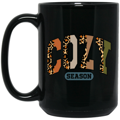 Cozy Season, Leopard Cozy, Leopard Cozy Season Black Mug