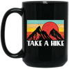 Sunset Two Mountain, Take A Hike Retro, Vintage Climbing, Vintage Style Black Mug