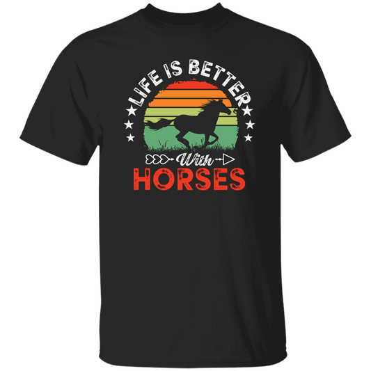 Life Is Better With Horses, Retro Horses, Horse Racing Unisex T-Shirt