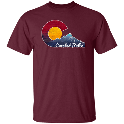 Crested Butte, Colorado With Flag Inspired Scene, Love Colorado Gift Unisex T-Shirt