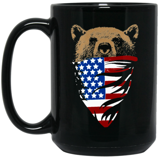 American Wolf, Wolf Lover Gift, Best Wolf, American Flag, Love Dog Black Mug