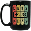 Old School Vintage, Let's Play Game, Retro Video Game, Player Gift Black Mug