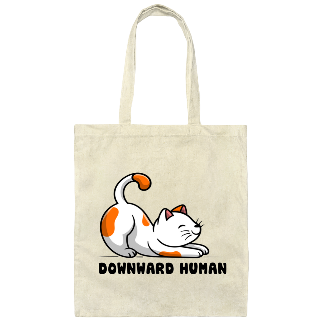 Downward Human, Cute Meow, Yoga Cats Canvas Tote Bag