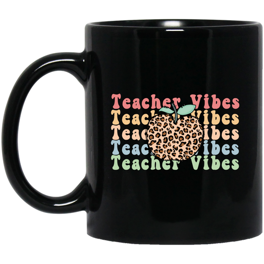 Teacher Vibes, Apple Lover, Apple Vibes, Groovy Teacher Black Mug