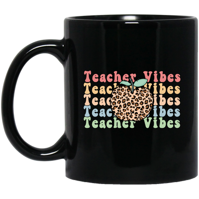 Teacher Vibes, Apple Lover, Apple Vibes, Groovy Teacher Black Mug