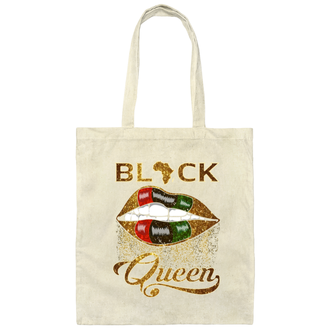 Love Black Gift Black Queen African Pan Flag Red Green Sexy Lips Canvas Tote Bag