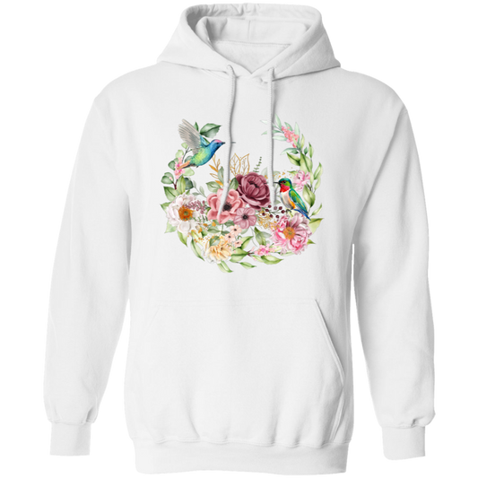 Hummingbird With Flower, Love Hummingbird, Beautiful Flowers Pullover Hoodie