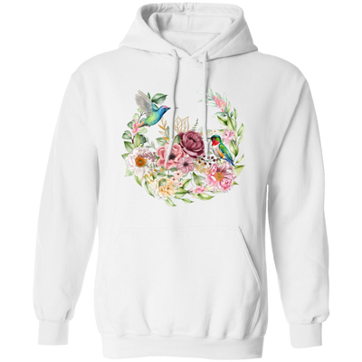 Hummingbird With Flower, Love Hummingbird, Beautiful Flowers Pullover Hoodie