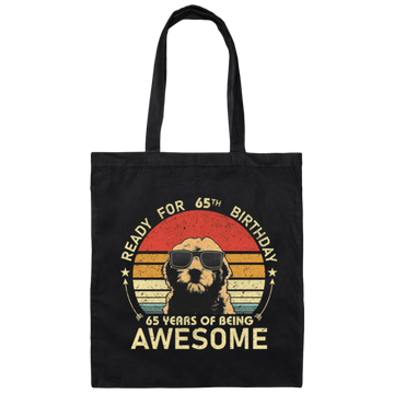 Funny Doodle Dog Ready For 65th Birthday Canvas Tote Bag
