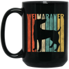 Featuring A Vintage Style, Weimaraner Retro 1970's, Dog Silhouette Cracked Black Mug