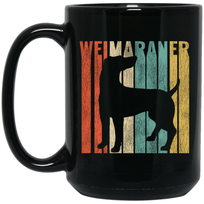 Featuring A Vintage Style, Weimaraner Retro 1970's, Dog Silhouette Cracked Black Mug