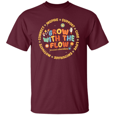 Grow With The Flow, Inspire, Support, Careful, Groovy Style Unisex T-Shirt