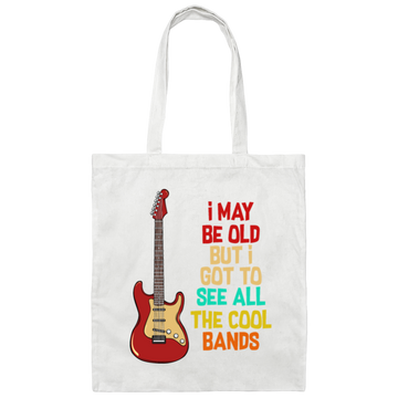 I May Be Old, But I Got To See All The Cool Bands, Love Electrical Guitar Canvas Tote Bag