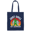 Skeleton Lover Just Chill No Worries Retro Gift Love Horror Gift Canvas Tote Bag