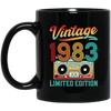 1983 Limited Edition, Vintage Cassette, 1983 Birthday Black Mug