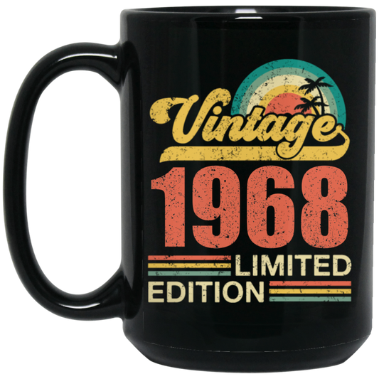 Hawaii 1968 Gift, Vintage 1968 Limited Gift, Retro 1968, Tropical Style Black Mug