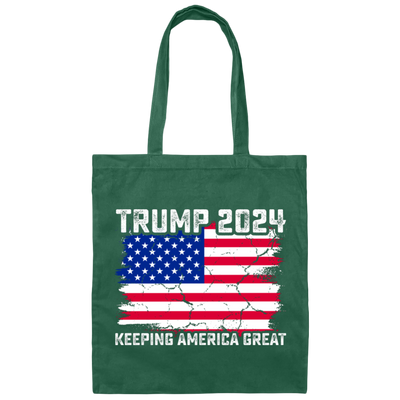 Trump 2024 Keeping America Great, Love Trump, Love America Flag Canvas Tote Bag