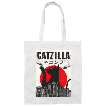 Anime Catzilla, Kawaii Cat Japanese Tokyo Canvas Tote Bag