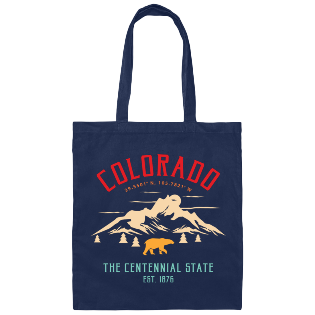 Colorado Park, The Centennial State, EST 1876, National Park Canvas Tote Bag